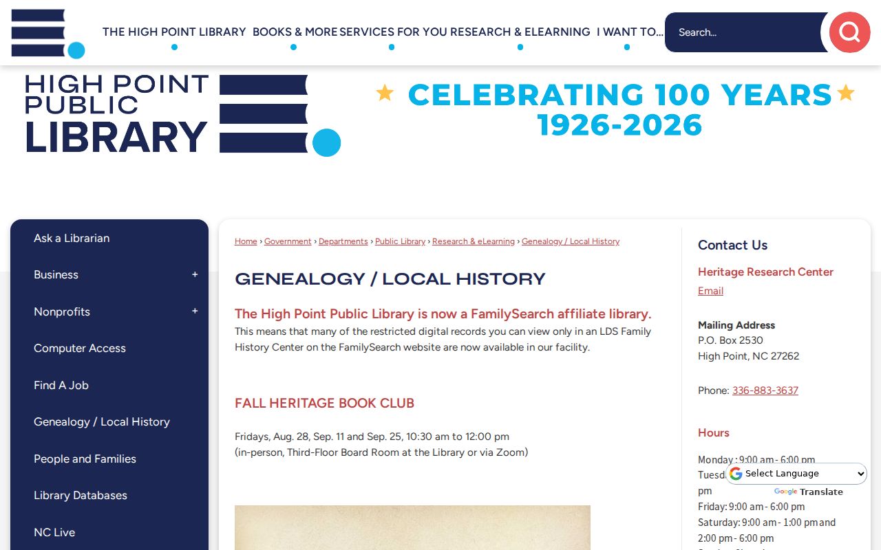 High Point people search in library genealogy collections