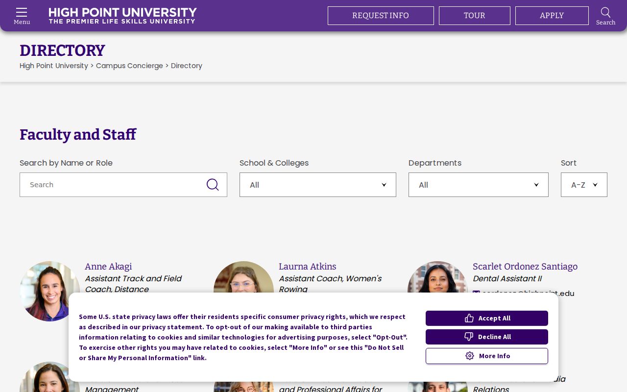 High Point people directories university name and role search
