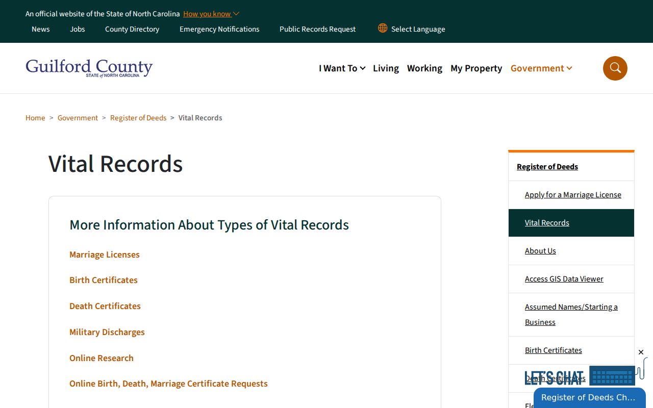 High Point public records vital certificate application page